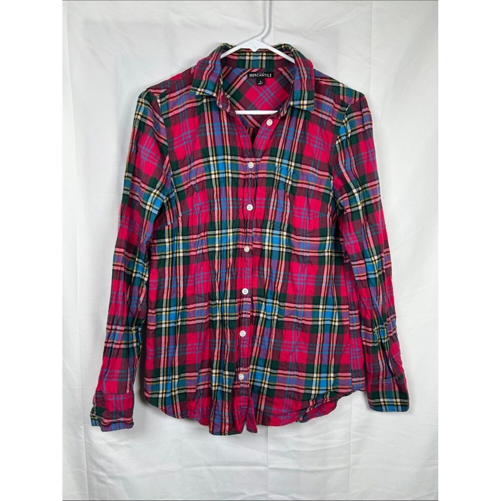 J Crew Mercantile Red Plaid Flannel Button Up Shirt Women’s Small